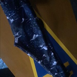 Betsey Johnson Blue and White Leggings with Cosmic Pattern